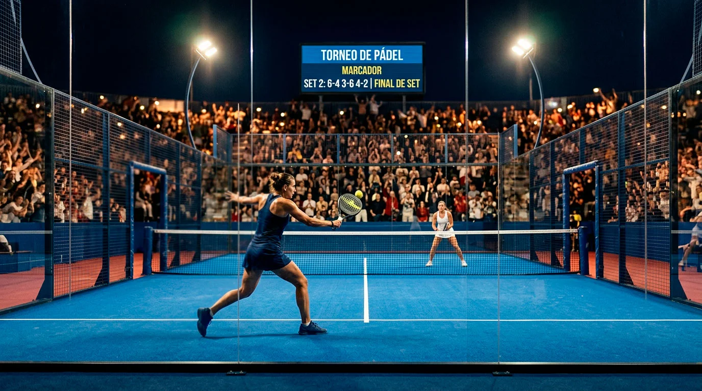Pista de padel profesional durante un torneo de Premier Padel